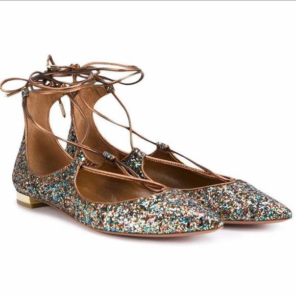 Aquazurra size 8.5 Christy sparkly flats - Picture 2 of 6